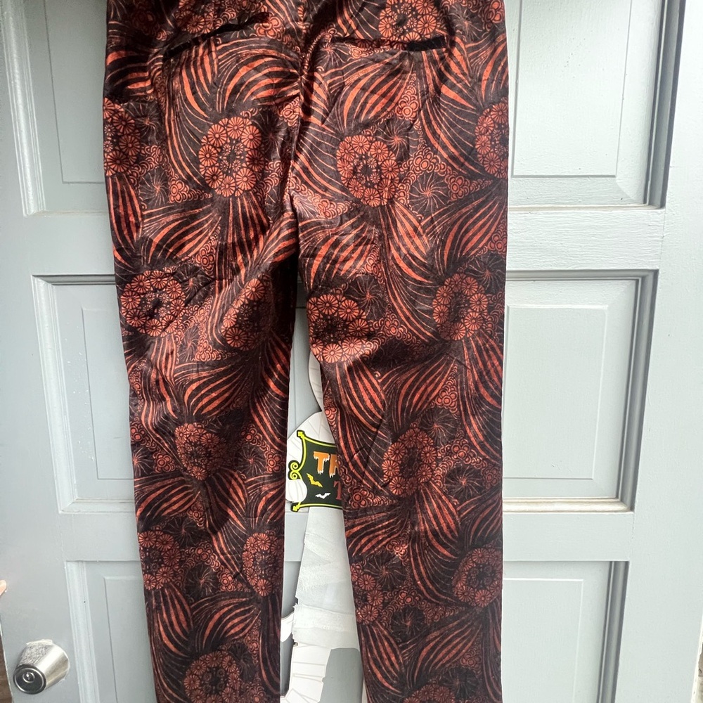 Anthropologie brown/orange floral velvet trouser‎ pants size 6 - Picture 3 of 8